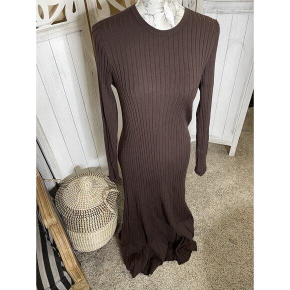Babaton Ribbed Sweater Dress Womens Size Large Aritzia Knit Long - Picture 1 of 7